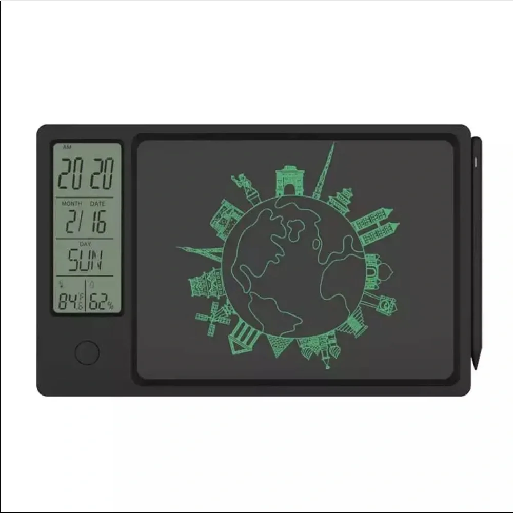 Drawing Pad 9.5 In Temperature Humidity Display Electronic Calendar Tablet Board